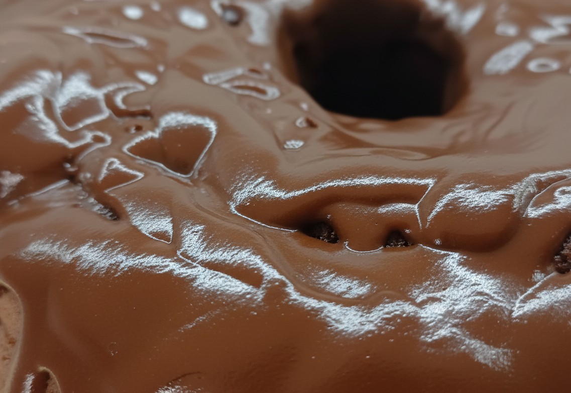 Detalhe da cobertura de chocolate