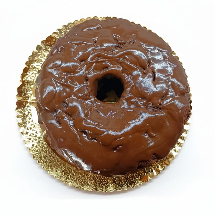 Bolo de chocolate visto de topo